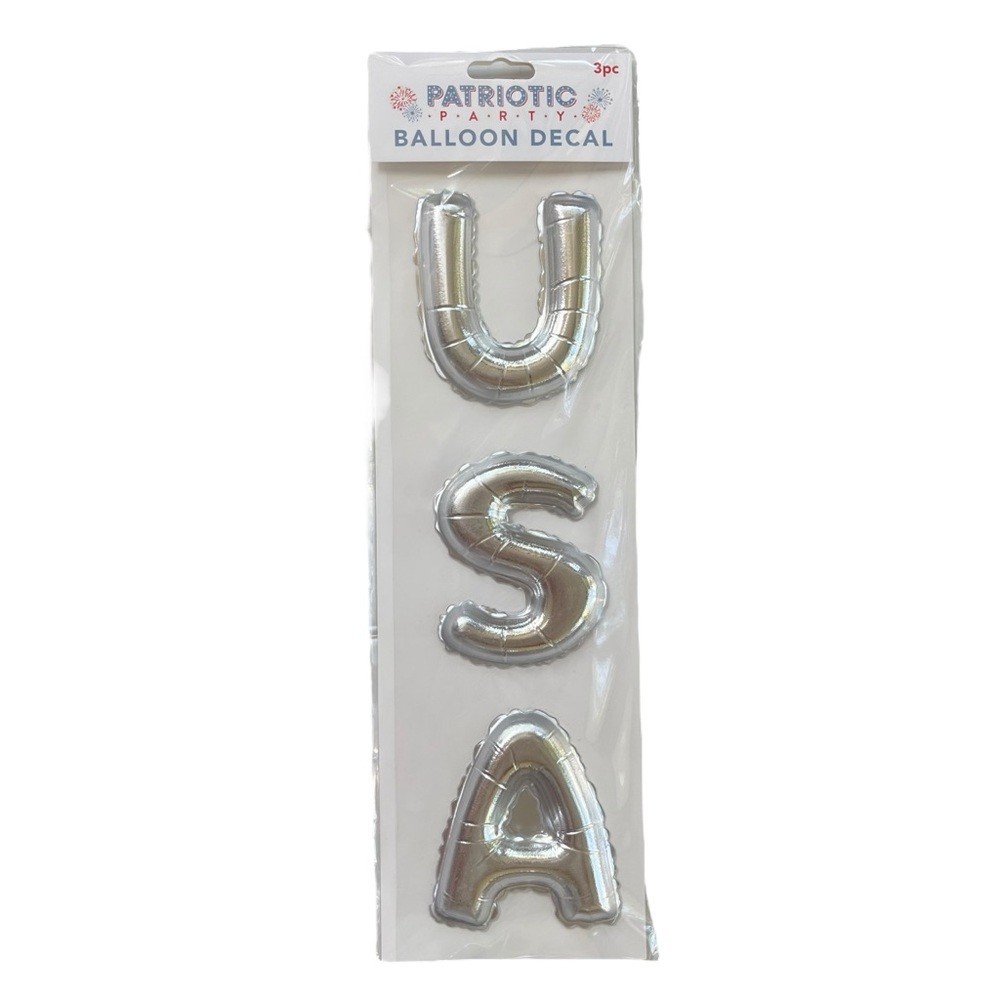 Patriotic Party USA Metallic Balloon Puffy Decal Sticker For Windows 4th of July